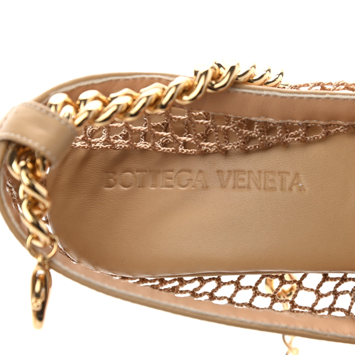 Bottega Veneta Mesh Nappa Chunky Chain Sandals 39 Beige Pony 7 of 7