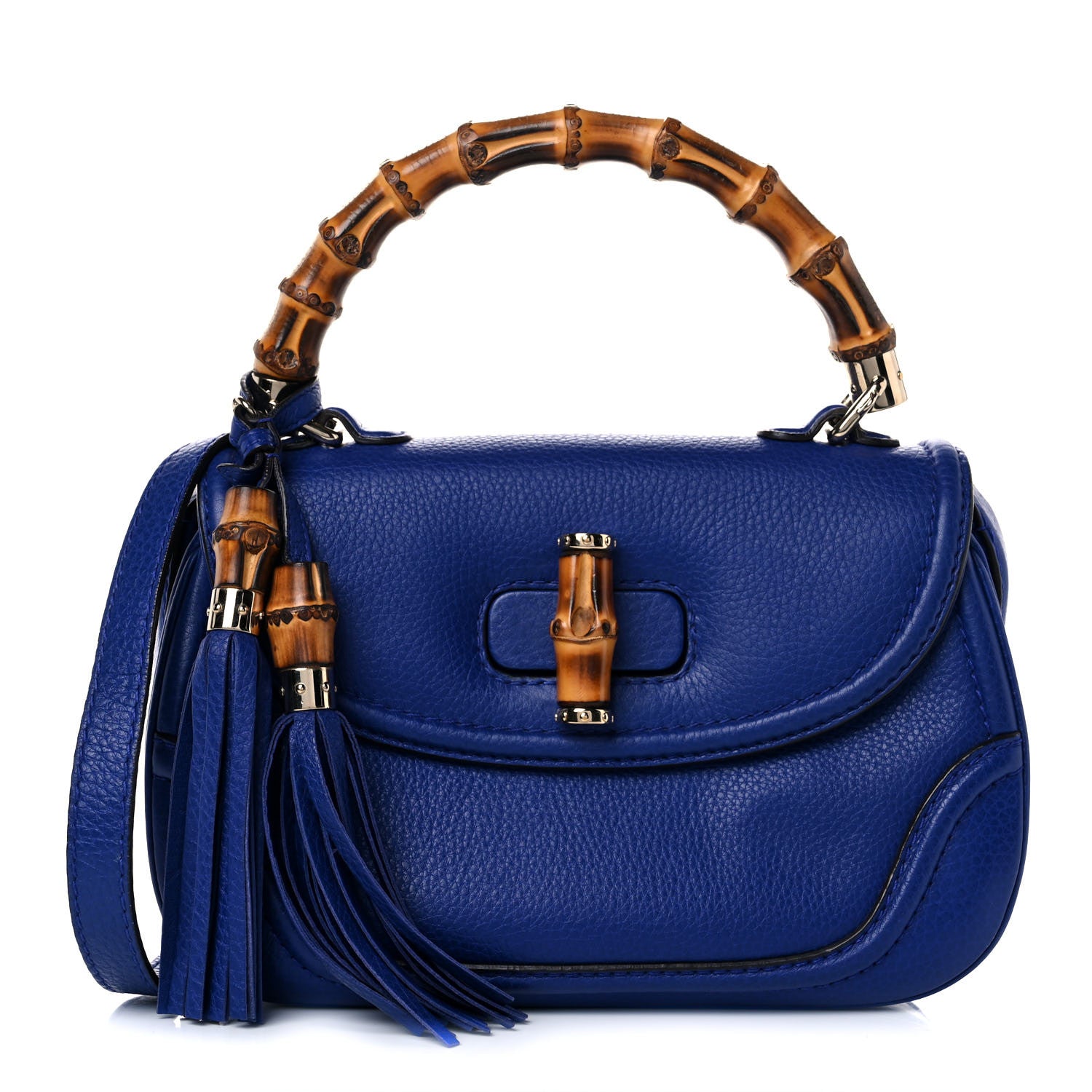 Gucci Calfskin Medium New Bamboo Top Handle Bag Blue 1 of 14