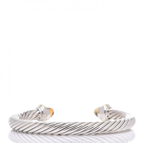 David Yurman Sterling Silver 14K Yellow Gold Citrine 7mm Cable Classics Bracelet 3 of 5