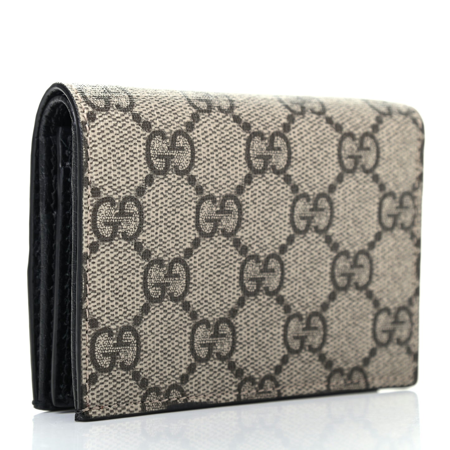 Dollar Calfskin GG Supreme Monogram GG Marmont Card Case Black Beige Ebony