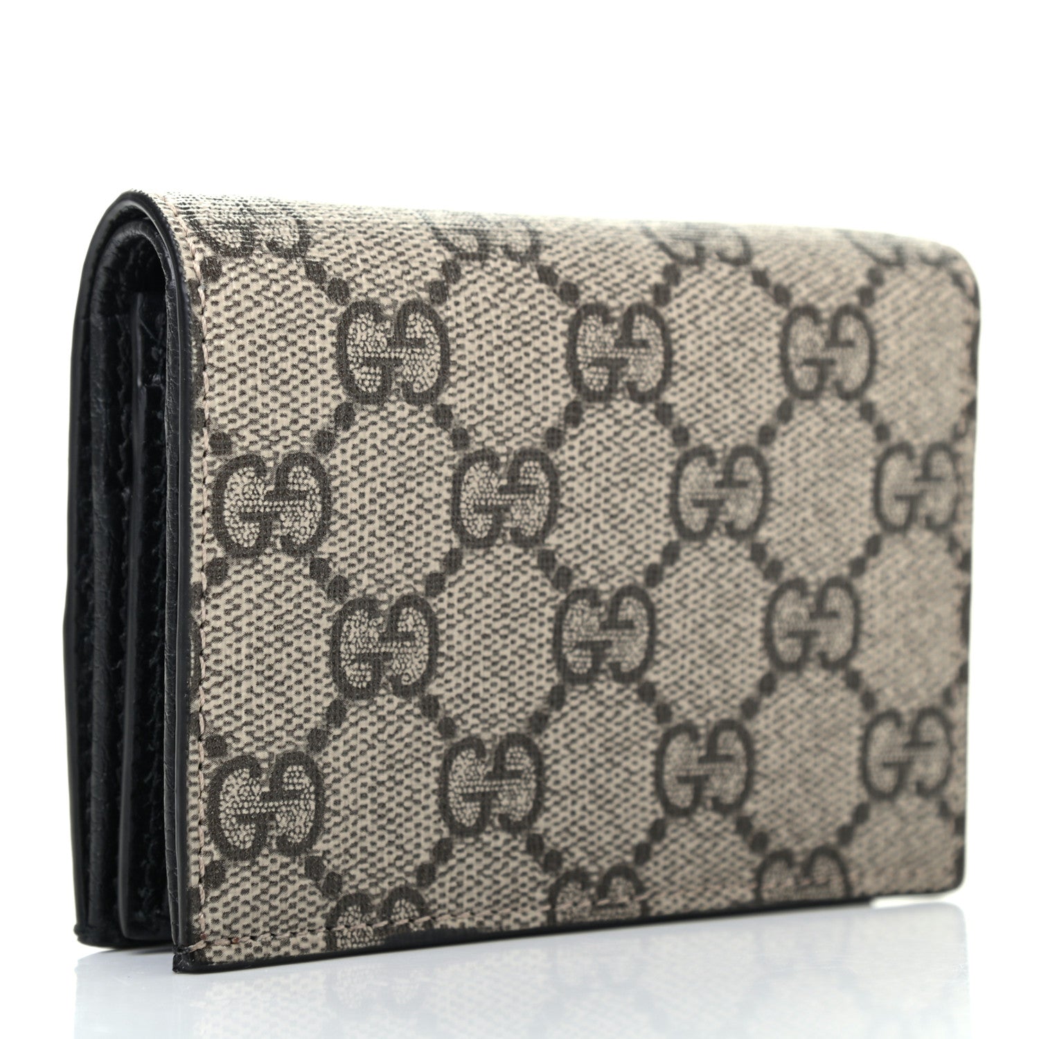 Gucci Dollar Calfskin GG Supreme Monogram GG Marmont Card Case Black Beige Ebony 3 of 7