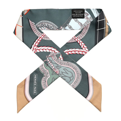 Hermes Silk Grand Apparat Twilly Vert Argile Rose 1 of 5