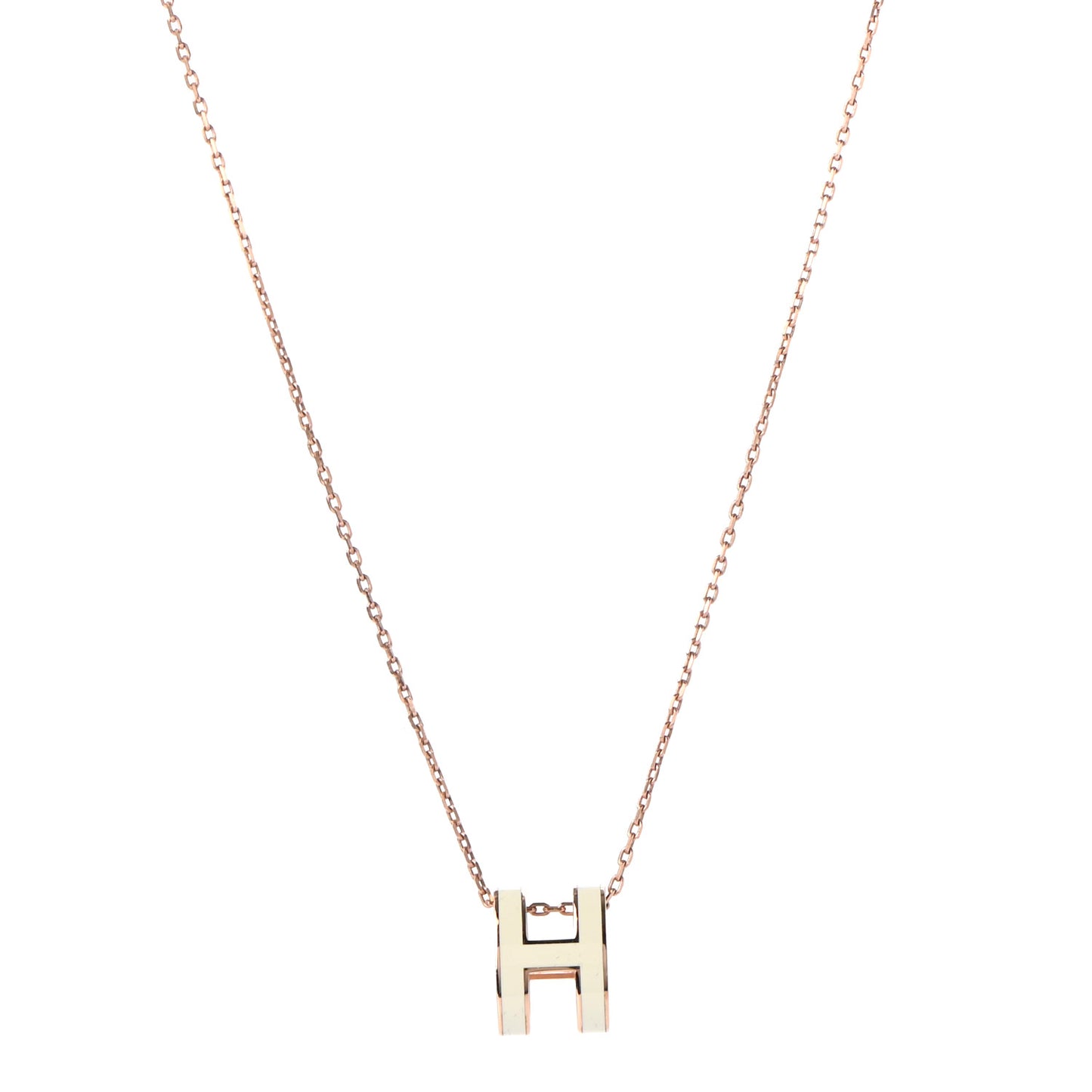 Lacquered Rose Gold Pop H Pendant Necklace White
