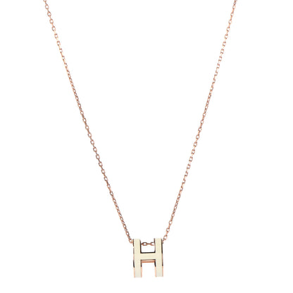 Hermes Lacquered Rose Gold Pop H Pendant Necklace White 1 of 6
