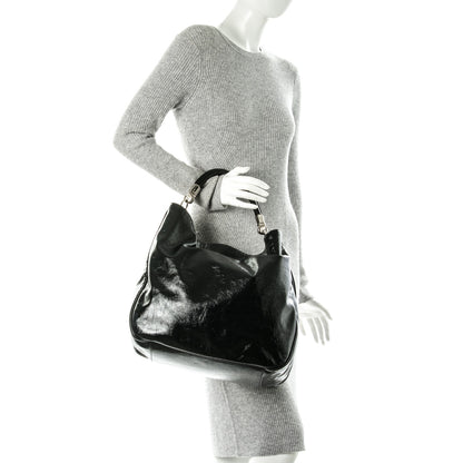Saint Laurent Textured Patent Large Roady Hobo Black 2 of 7