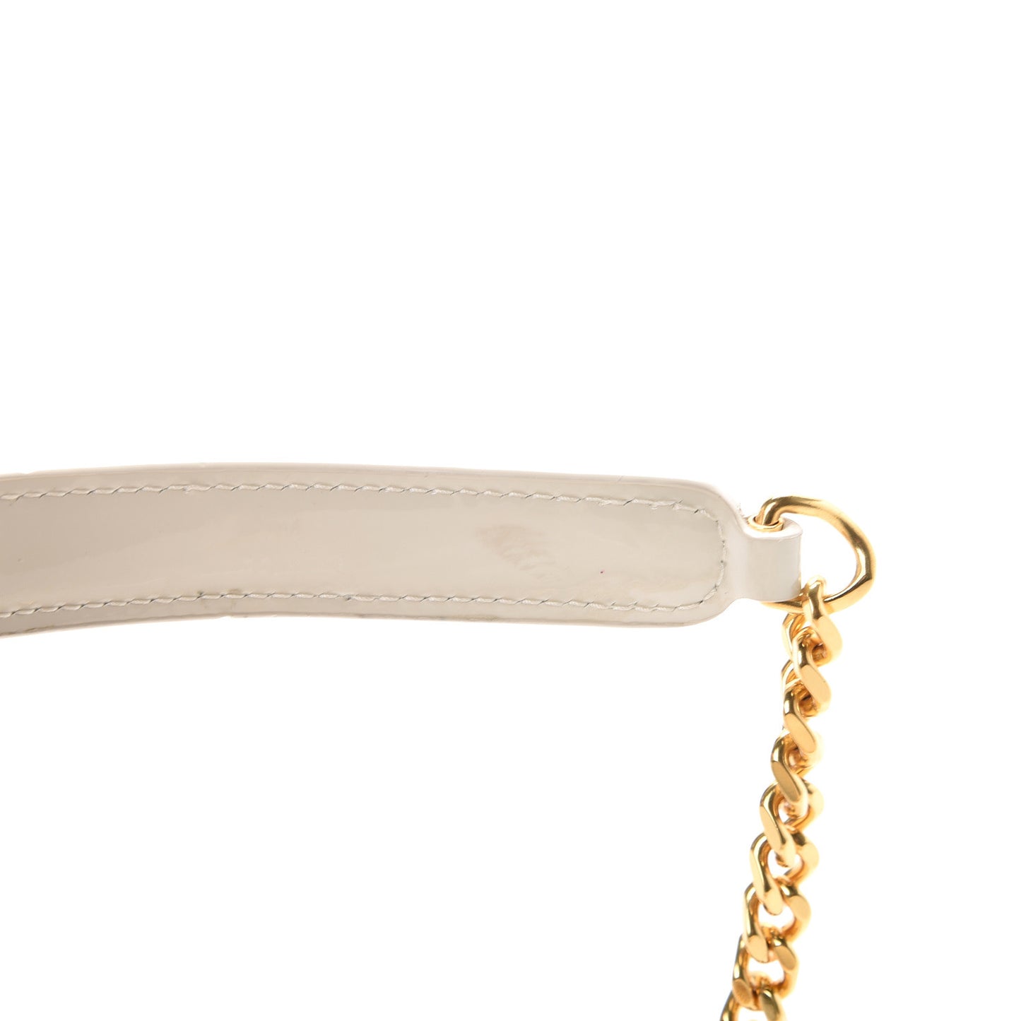 Patent Calfskin Matelasse Monogram Vicky Chain Wallet Off White