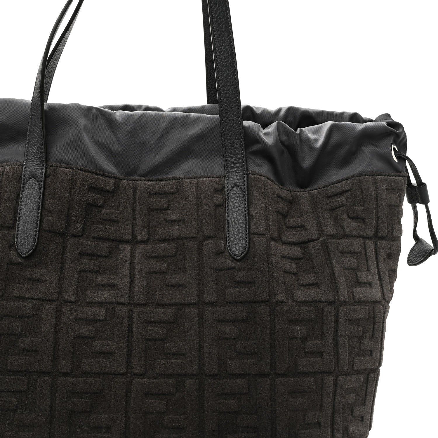 Fendi Suede FF Large Drawstring Tote Grey 8 of 15