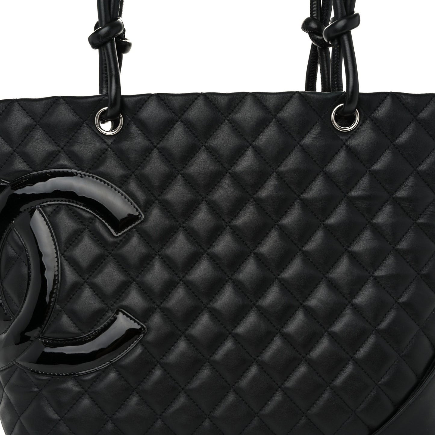 Calfskin Quilted Large Cambon Tote Black