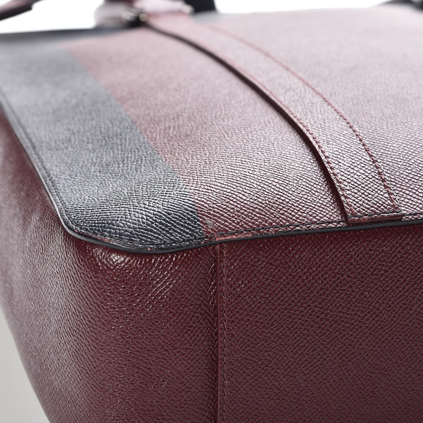 Grainy Calfskin Striped London Mens Tote
