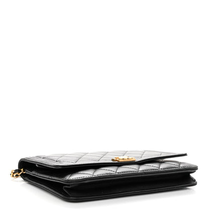 Chanel Lambskin Quilted Boy Wallet On Chain WOC Black 3 of 10