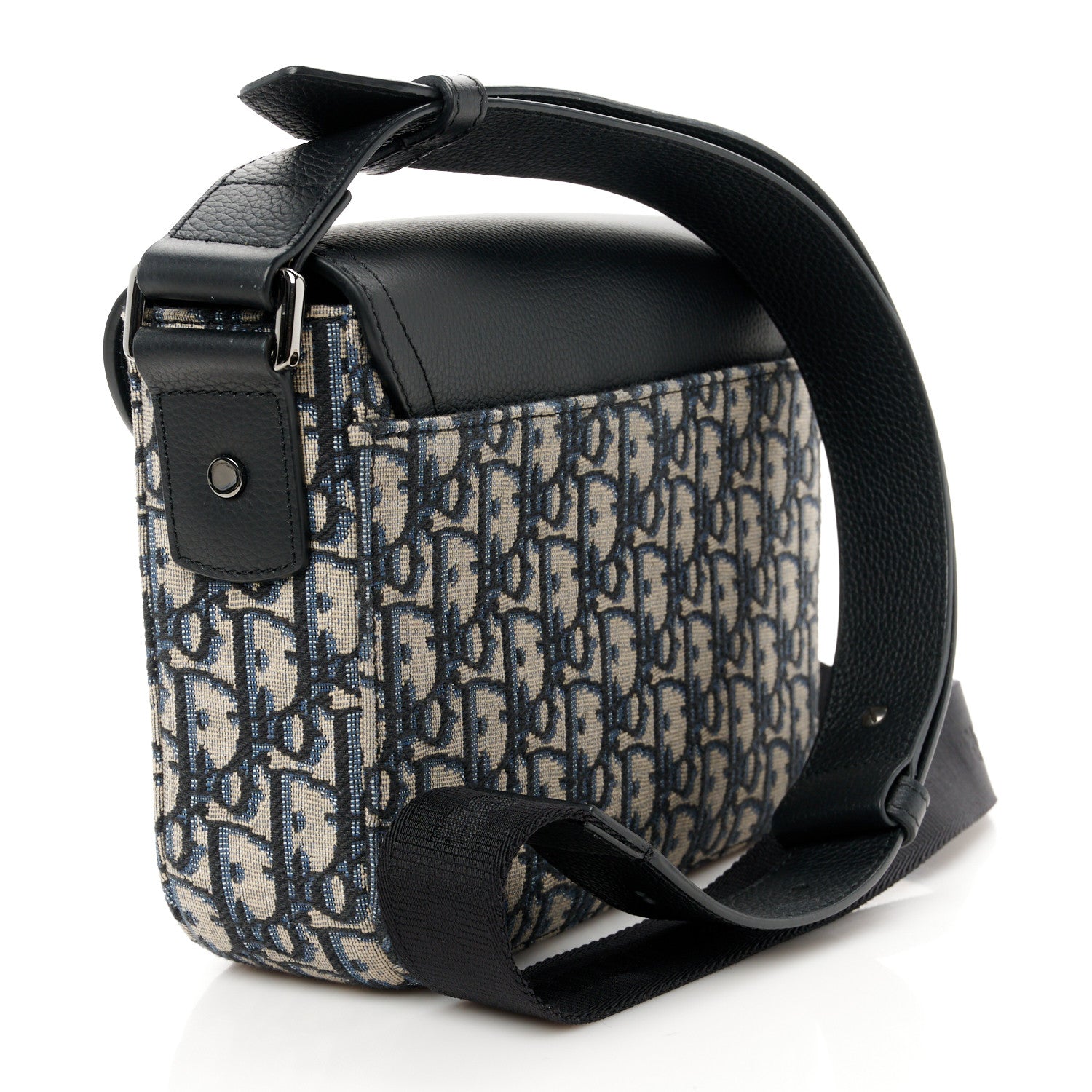 Christian Dior Oblique Jacquard Grained Calfskin Small Saddle Messenger Bag Beige Black 3 of 10
