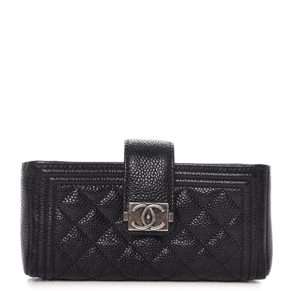 Chanel Caviar Quilted Mini Boy Phone Holder Clutch Black 1 of 7