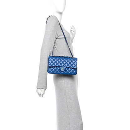 Chanel Lambskin Quilted Medium Double Flap Blue Pink 2 of 10