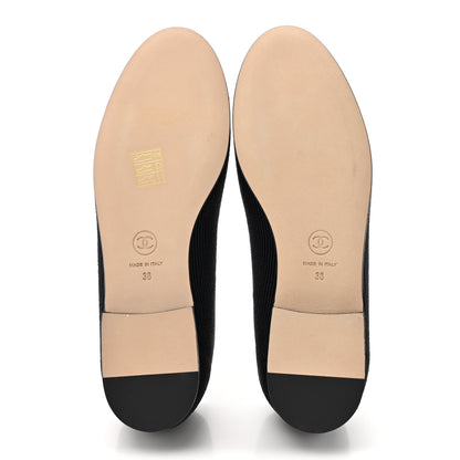Chanel Embroidered Fabric Cap Toe CC Ballerina Flats 38 Dark Navy Blue 5 of 9