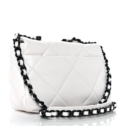 Chanel Glossy Calfskin Quilted Medium Chanel 19 Flap White Black 3 of 10
