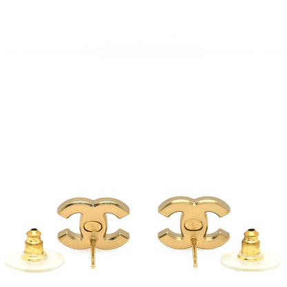 Chanel Matte Metal Crystal CC Earrings Gold 3 of 4