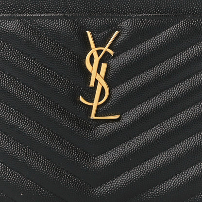 Saint Laurent Grain De Poudre Chevron Monogram Large Bill Pouch Black 8 of 12
