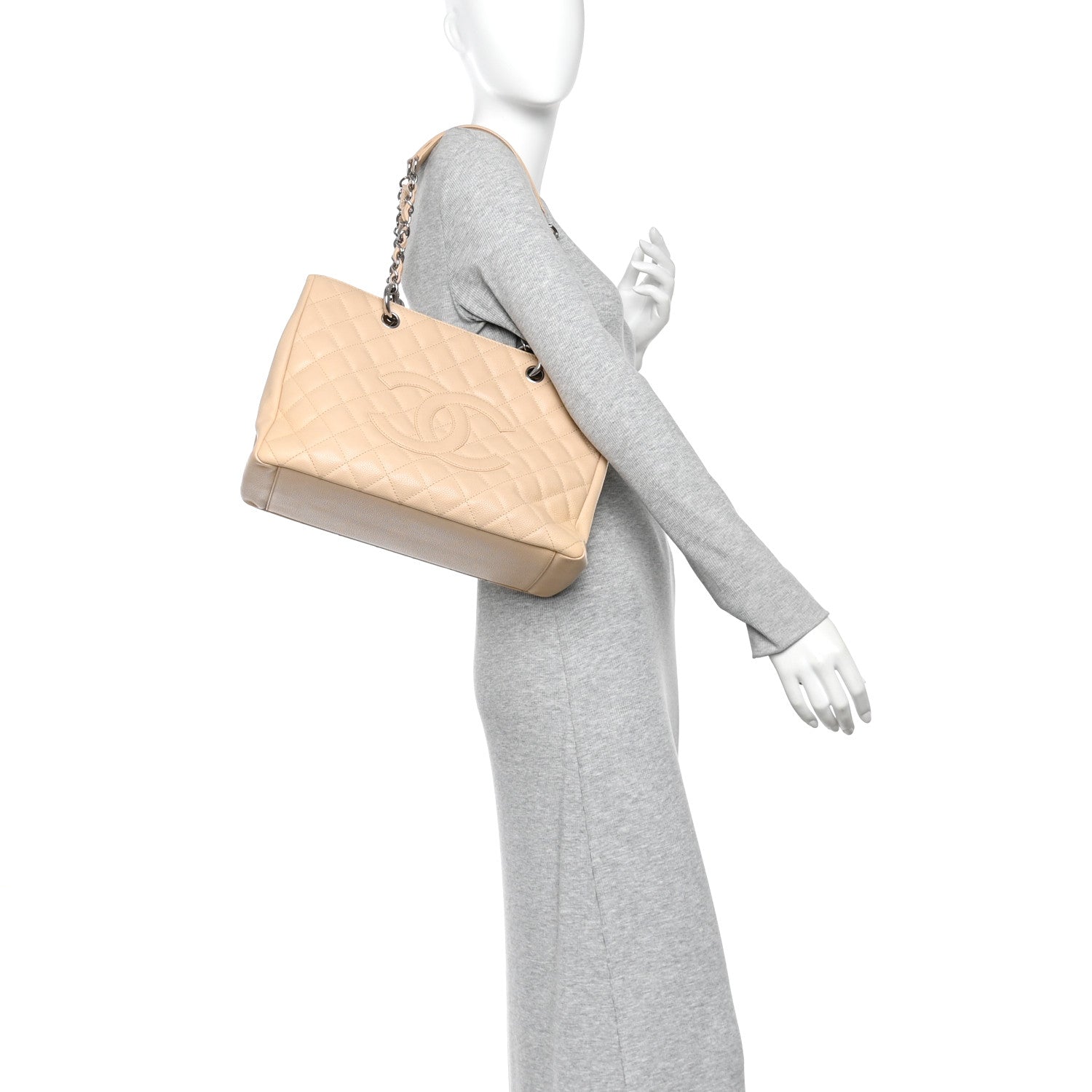 Chanel Caviar Quilted Grand Shopping Tote GST Beige 2 of 10