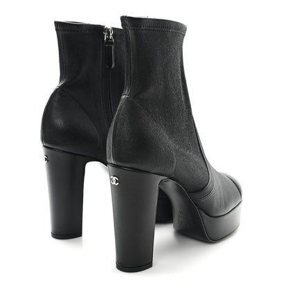 Chanel Lambskin Platform Short Boots 39 Black 5 of 9
