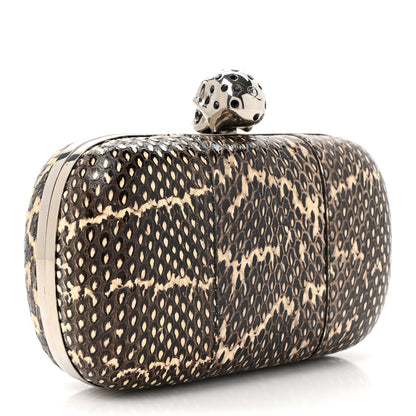 Alexander McQueen Snakeskin Skull Box Clutch Brown 3 of 10