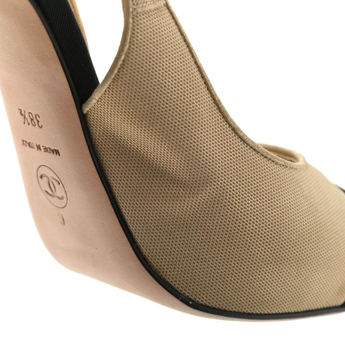 Grosgrain Cap Toe CC Slingback Pumps 38.5 Black Gold