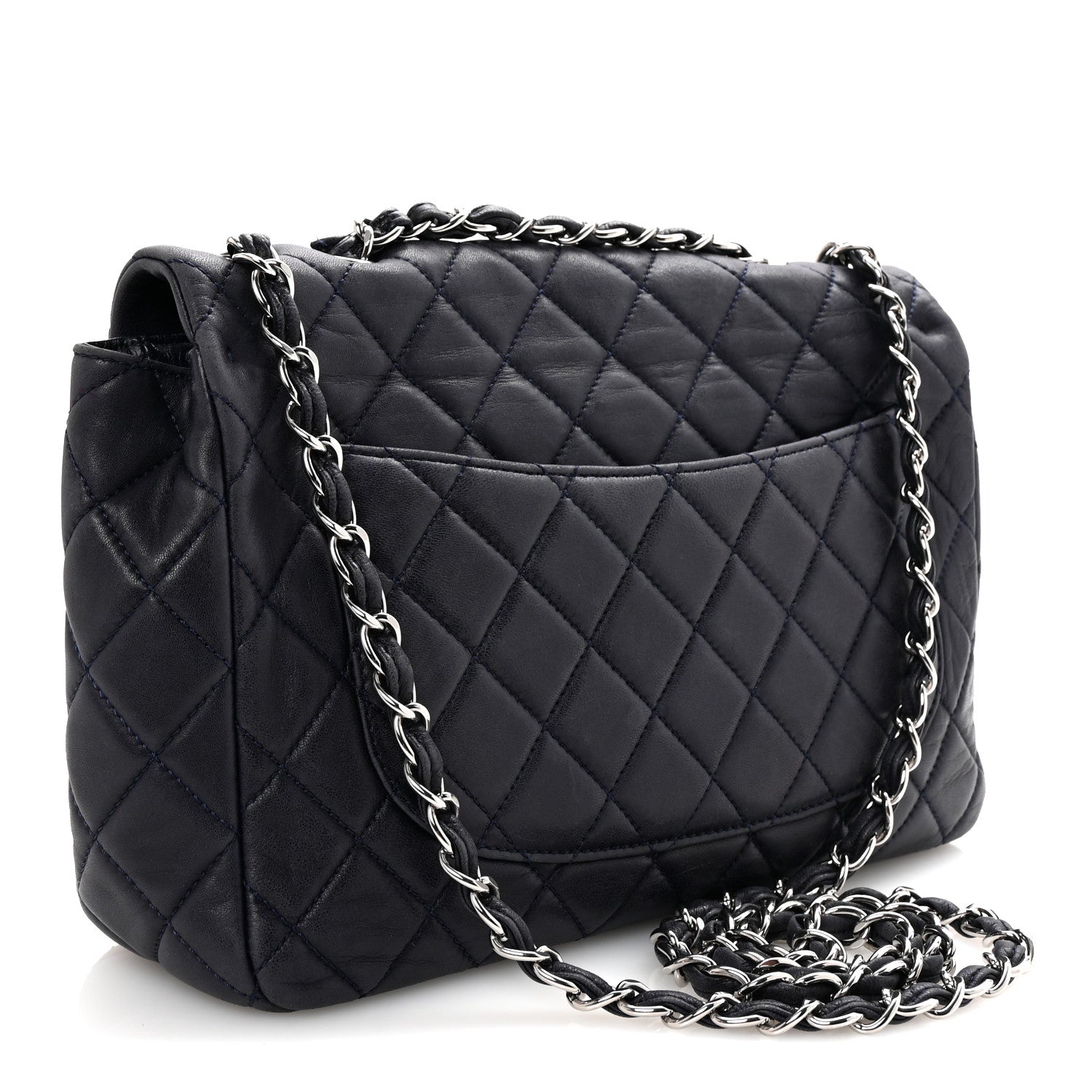 Chanel Lambskin Quilted Jumbo Single Flap Navy 3 of 10