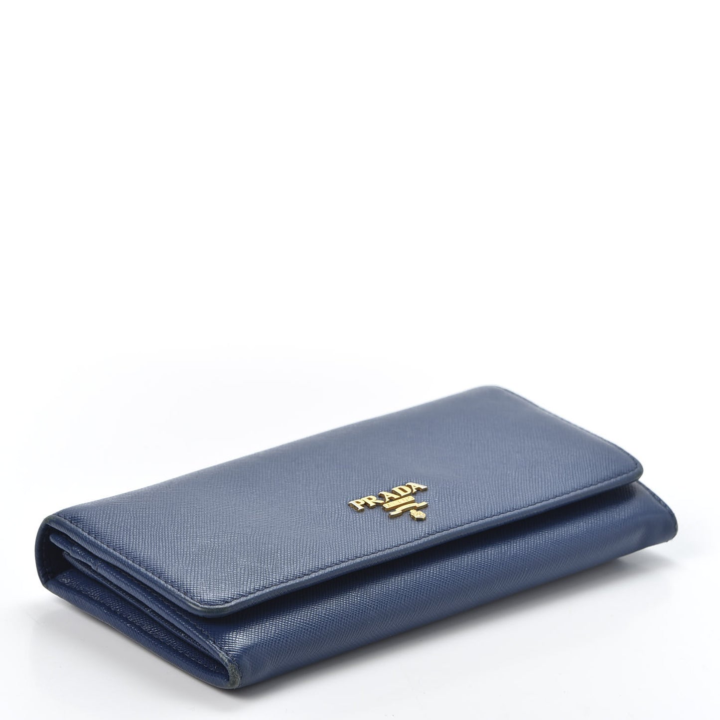Saffiano Metal Continental Flap Wallet Bluette