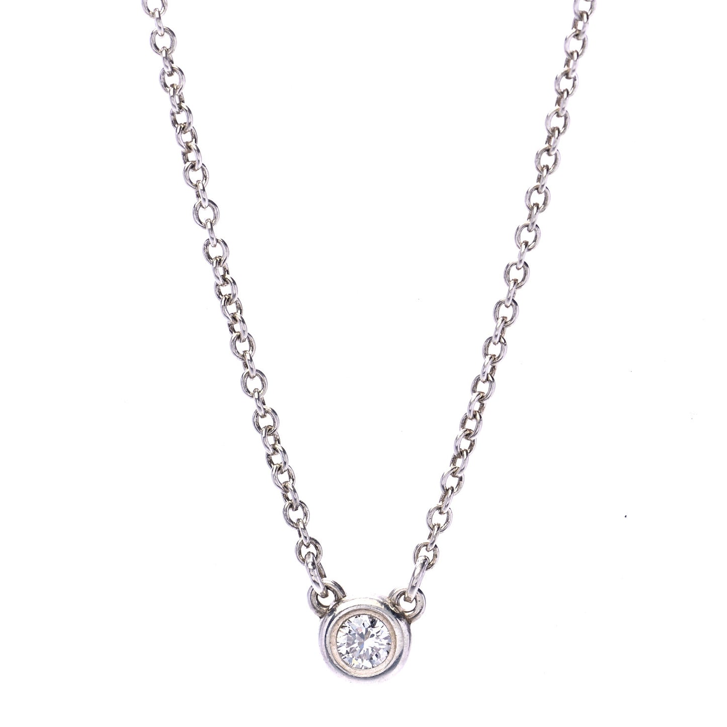 Sterling Silver Diamond .05ct Elsa Peretti Diamonds by the Yard Pendant Necklace