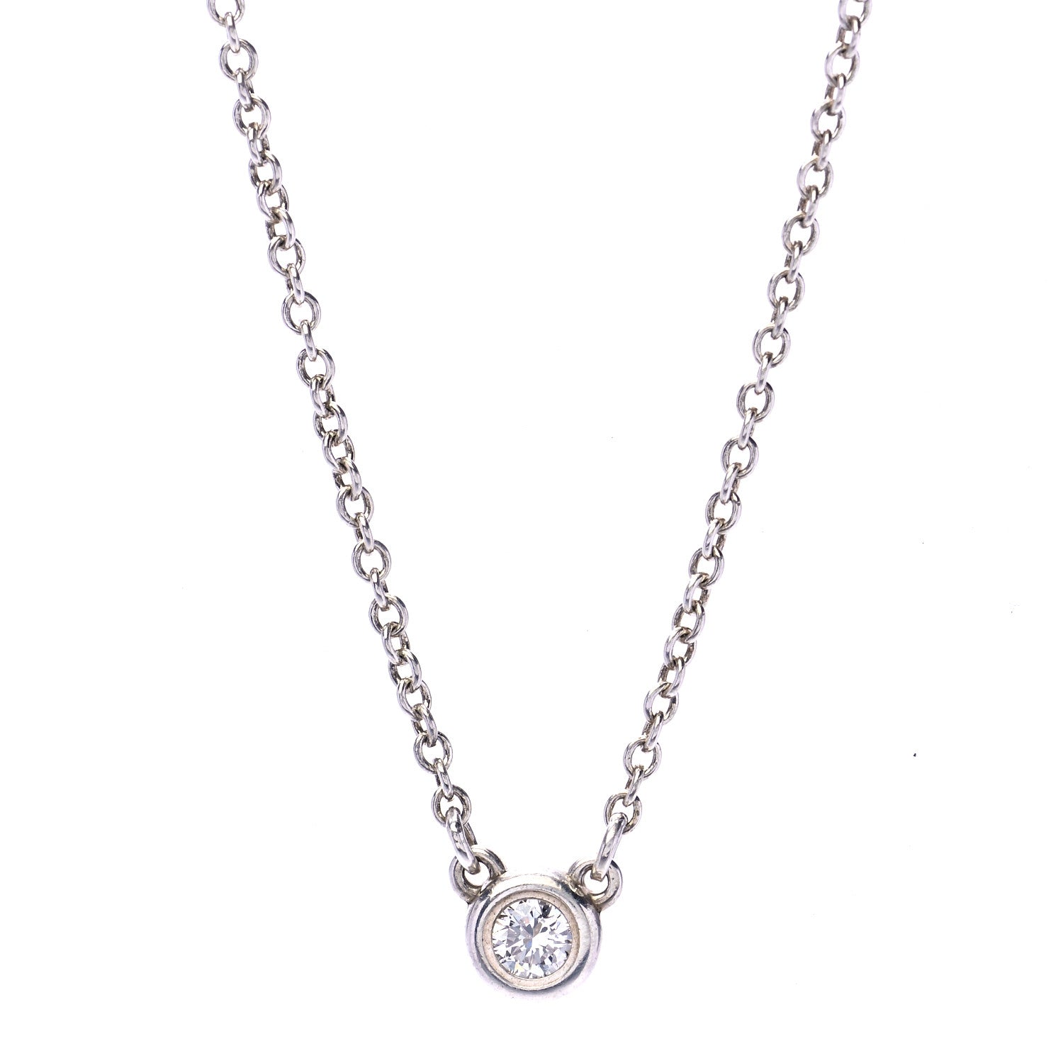 Tiffany Sterling Silver Diamond .05ct Elsa Peretti Diamonds by the Yard Pendant Necklace 1 of 7