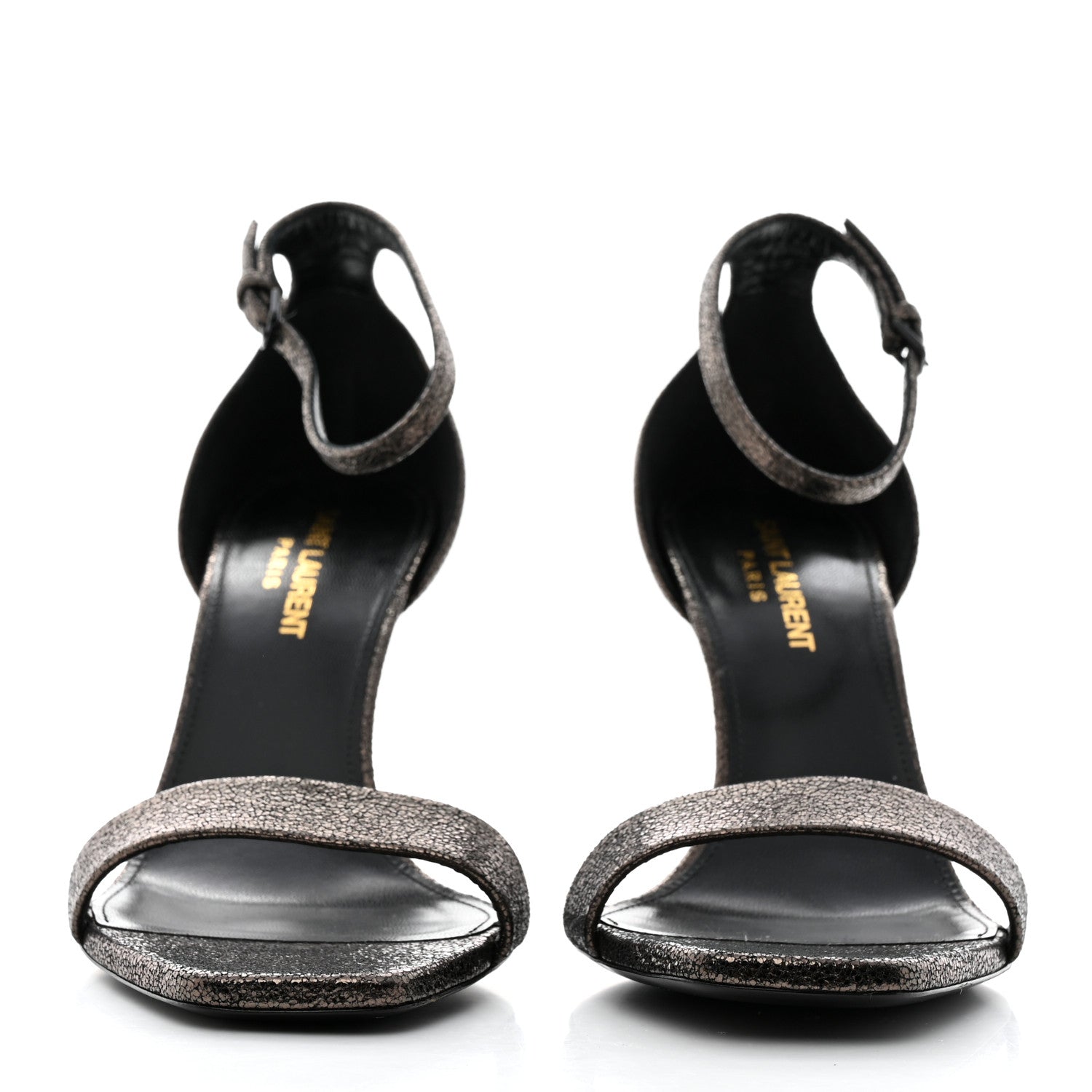 Saint Laurent Evora Amber 85 Astrap Sandals 38 Gunmetal 2 of 9