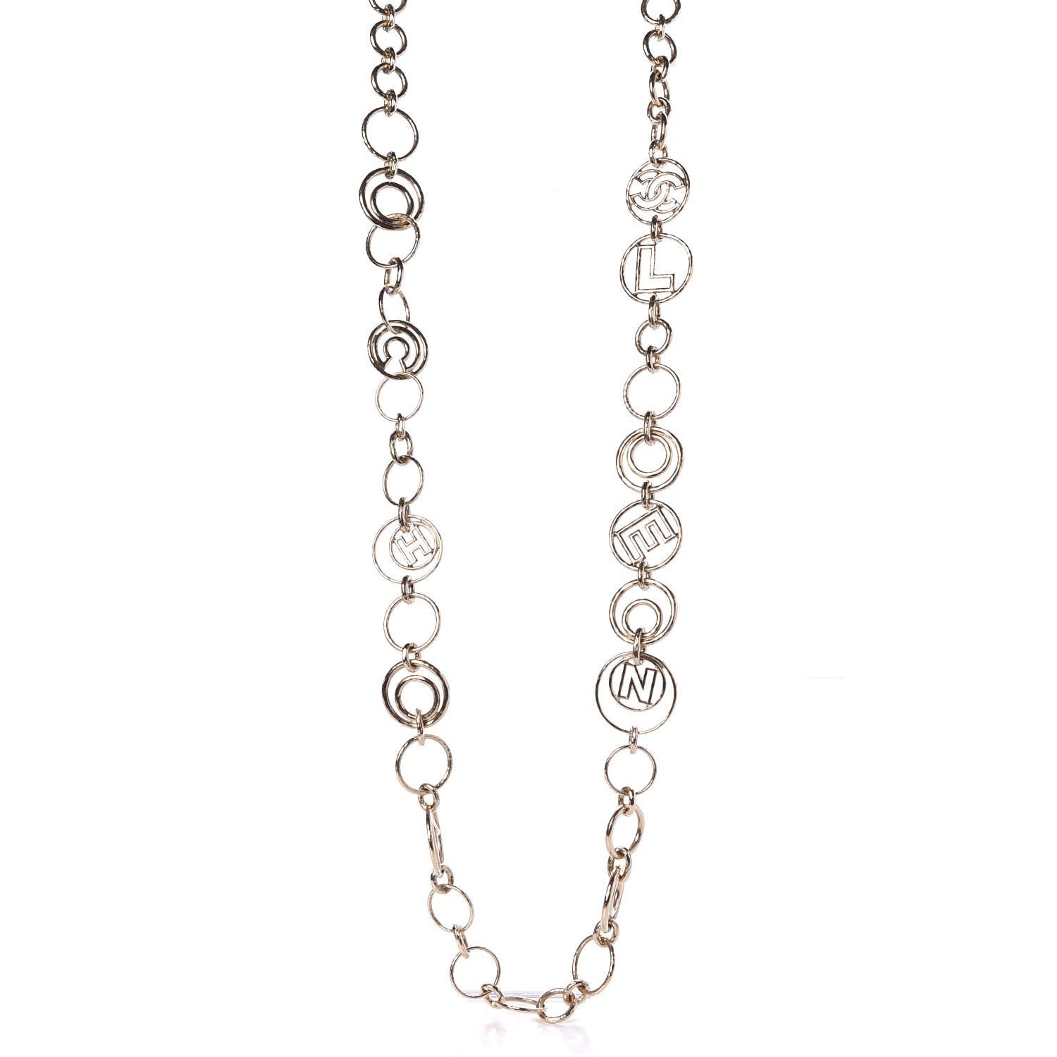 Chanel Hoop Cuba Logo Long Necklace Gold 1 of 7