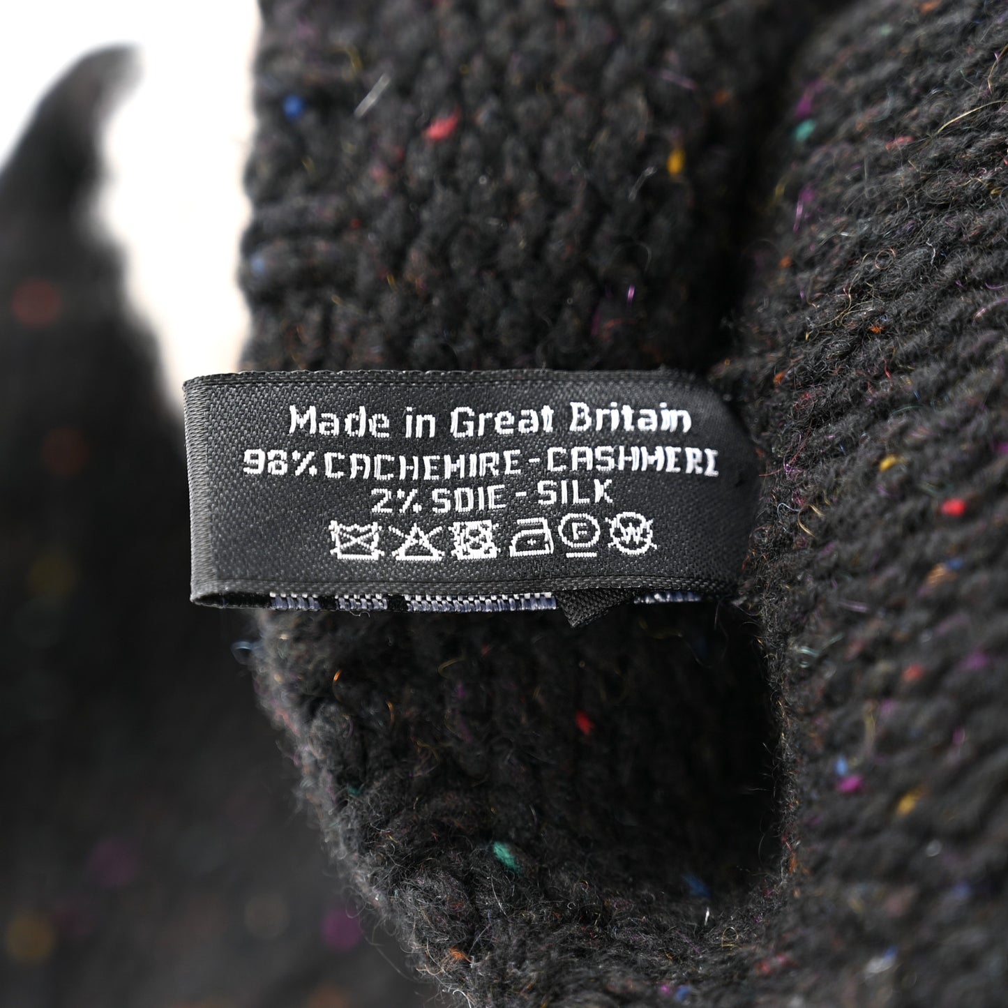 Cashmere Silk CC Beanie Hat Black Ecru
