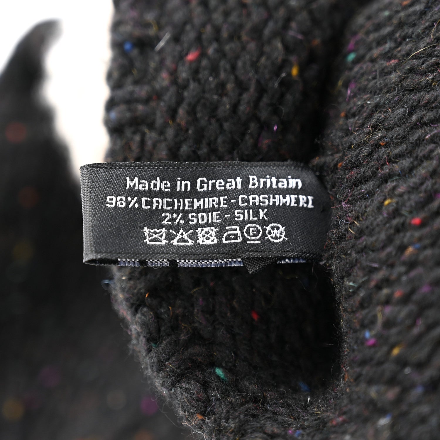 Chanel Cashmere Silk CC Beanie Hat Black Ecru 6 of 6