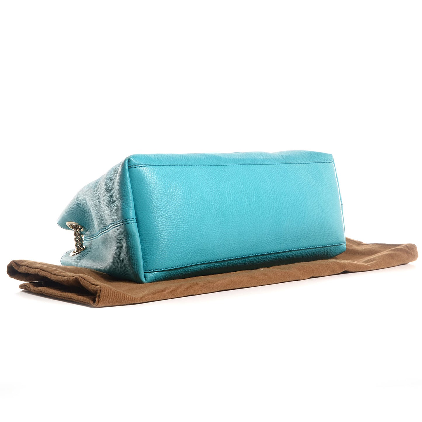 Pebbled Calfskin Medium Soho Chain Shoulder Bag Teal