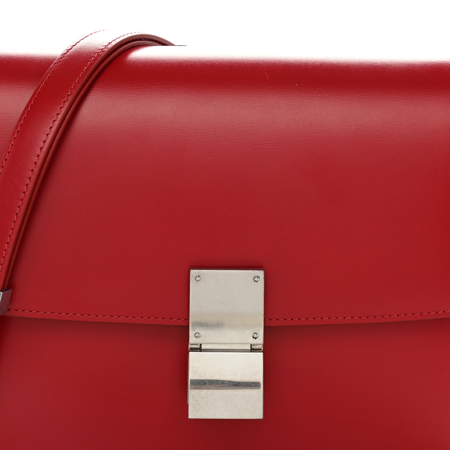 Celine Box Calfskin Medium Classic Box Flap Bag Red 8 of 10