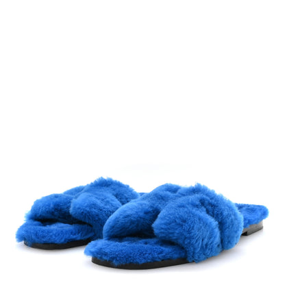 Hermes Woolskin Oran Sandals 41 Blue 4 of 8