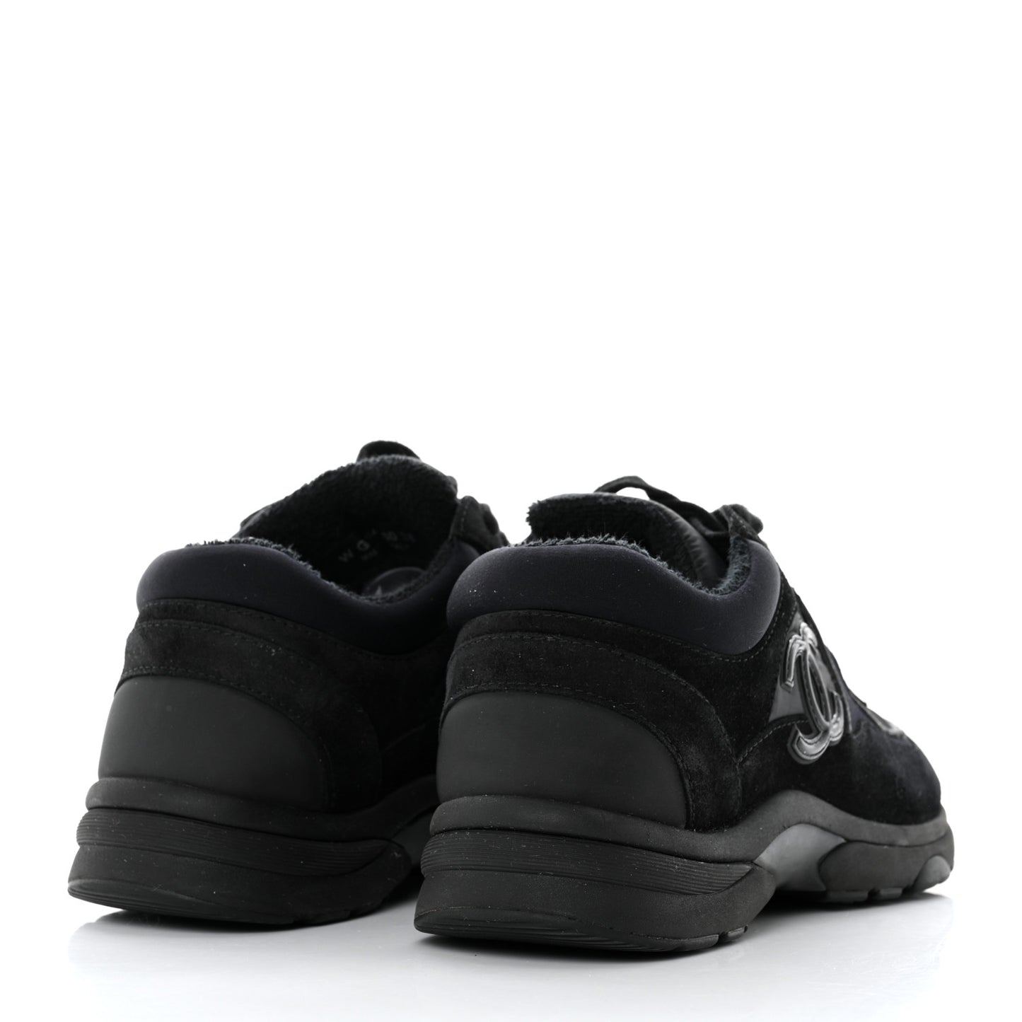 Fabric Calfskin Suede CC Sneakers 38 Black