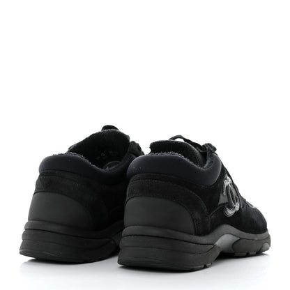 Chanel Fabric Calfskin Suede CC Sneakers 38 Black 4 of 8