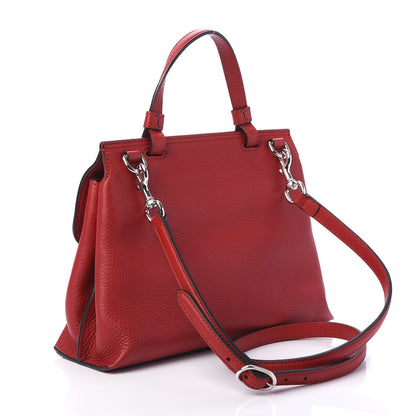 Gucci Cellarius Calfskin Small Bamboo Daily Top Handle Bag Hibiscus Red 3 of 9