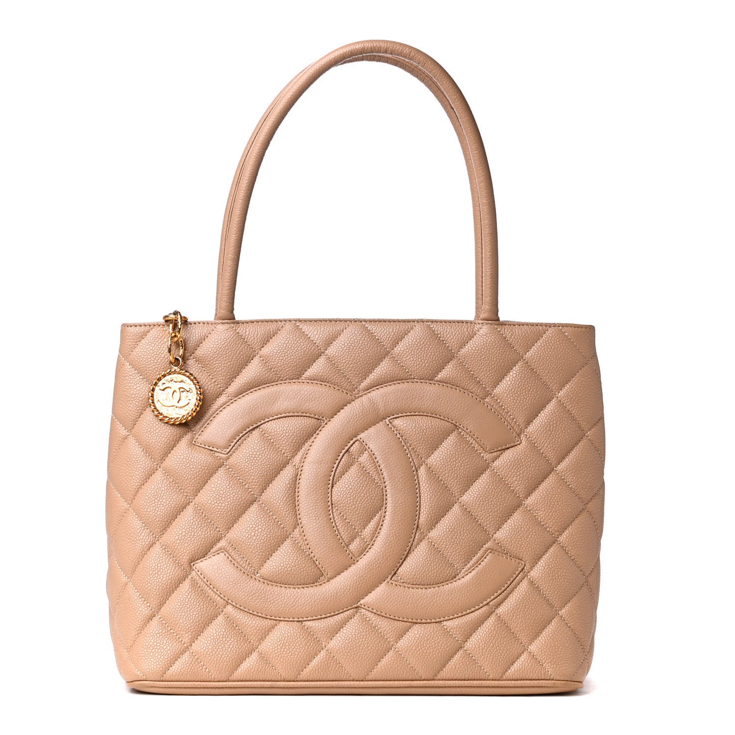 Caviar Quilted Medallion Tote Beige