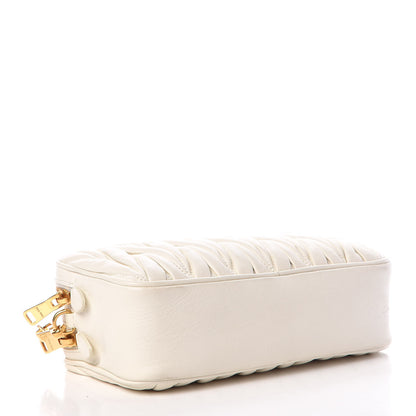 Miu Miu Nappa Matelasse Double Zip Chain Shoulder Bag White 4 of 15