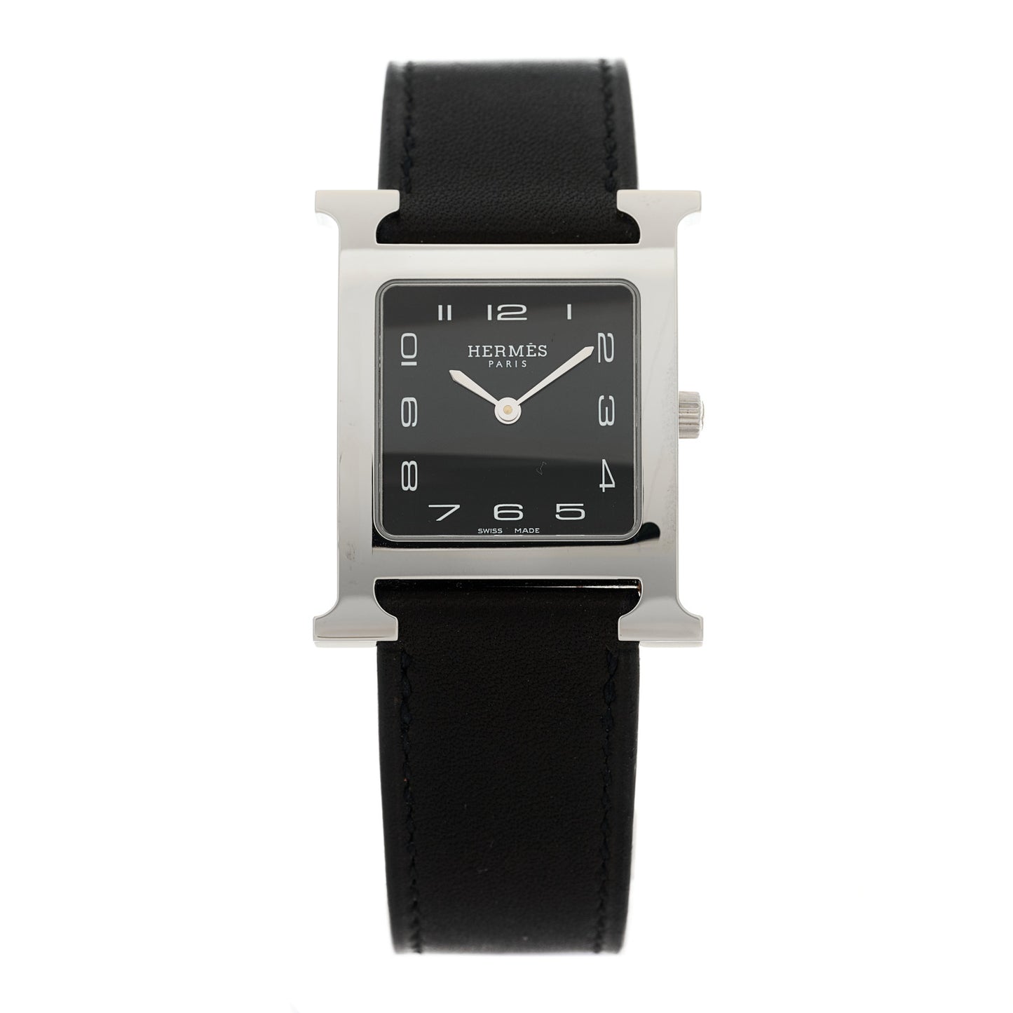 Stainless Steel Barenia 26mm Heure H Hour Quartz Watch Noir