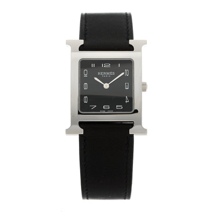 Hermes Stainless Steel Barenia 26mm Heure H Hour Quartz Watch Noir 1 of 5