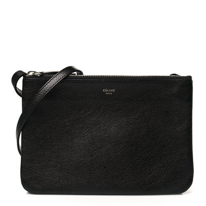 Celine Shiny Textured Calfskin Trio Crossbody Bag Black 1 of 12