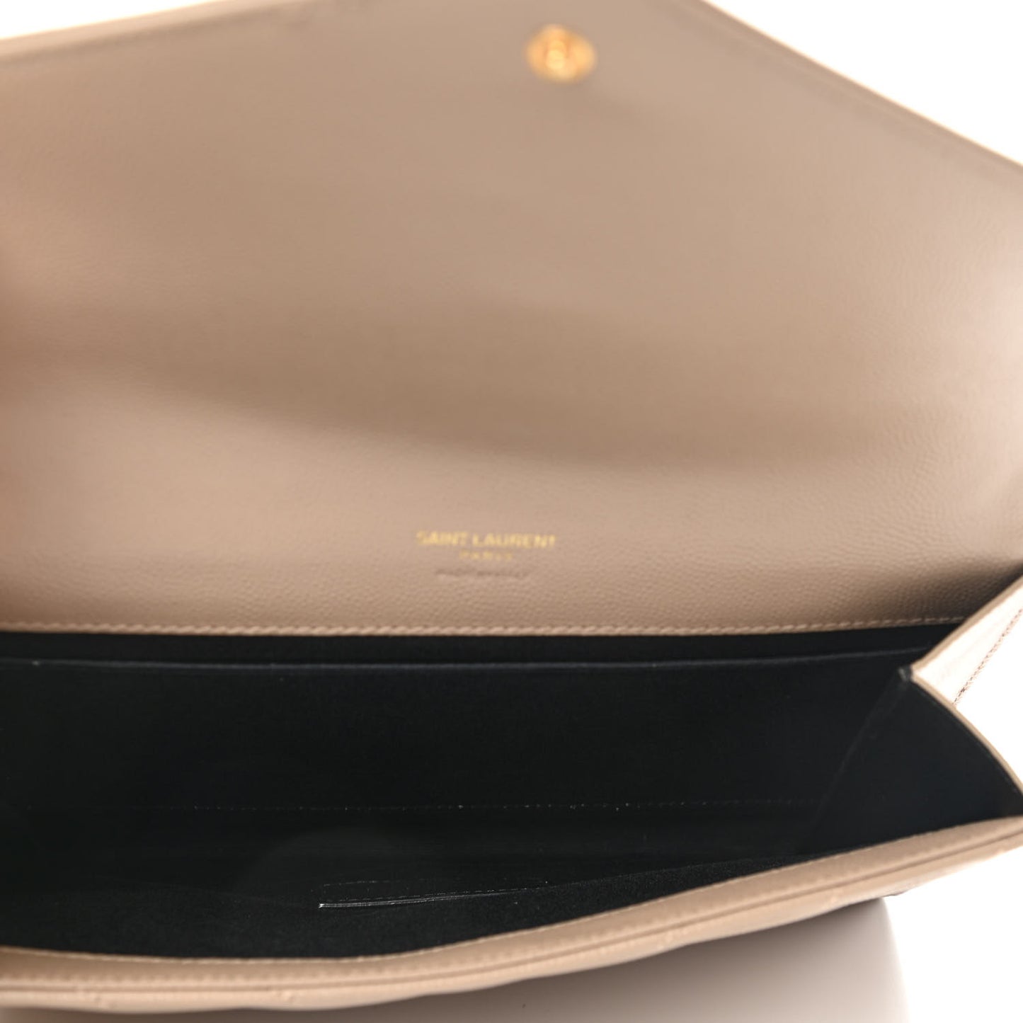Grain De Poudre Matelasse Chevron Monogram Envelope Clutch Dark Beige