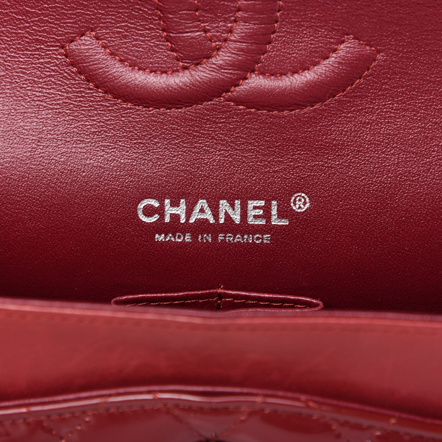 Chanel Patent Calfskin Quilted Medium Double Flap Dark Red 8 of 10