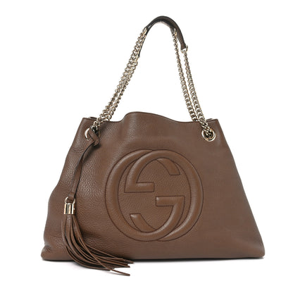 Gucci Pebbled Calfskin Medium Soho Chain Shoulder Bag Maple Brown 1 of 10