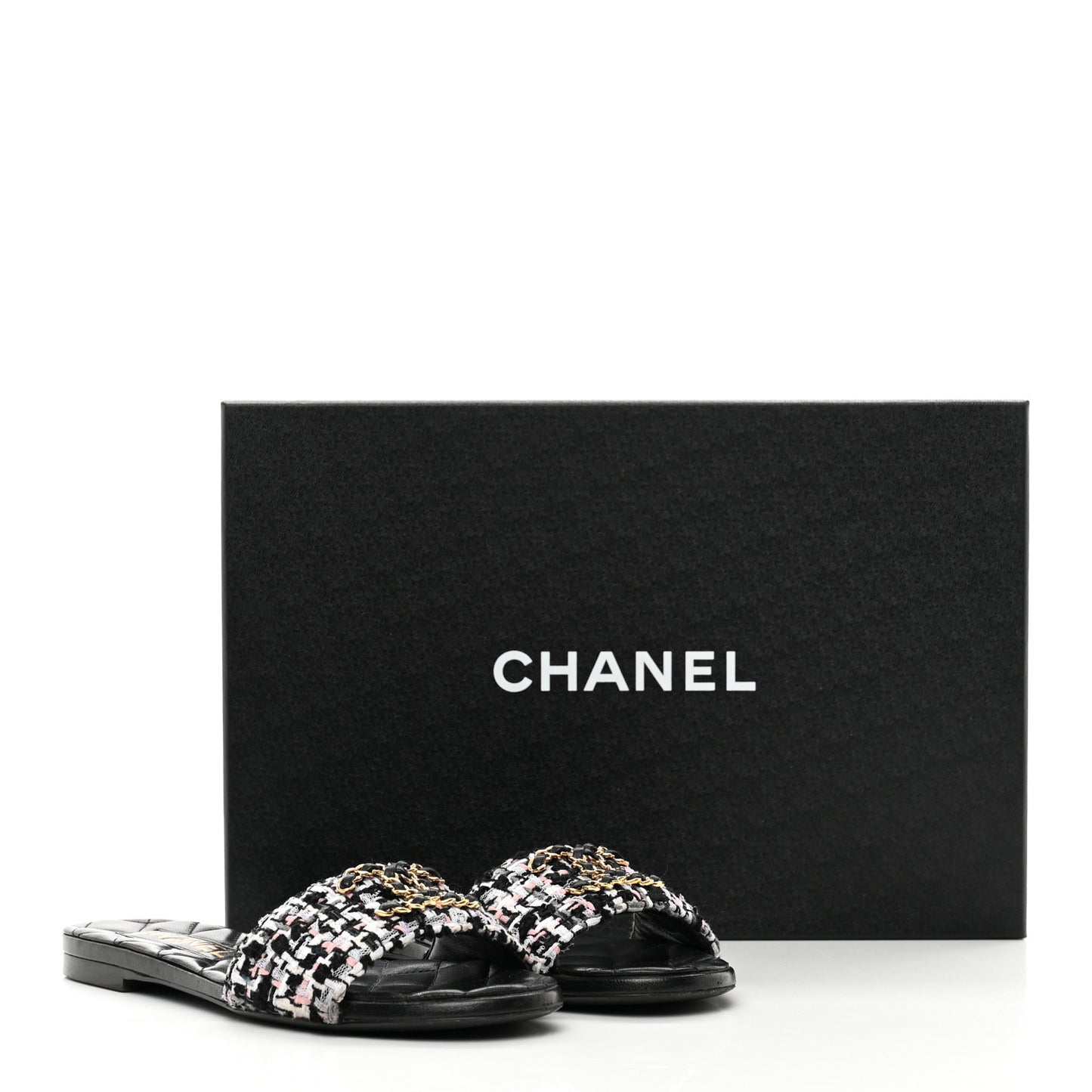 Tweed CC Chain Mule Sandal 35 Multicolor