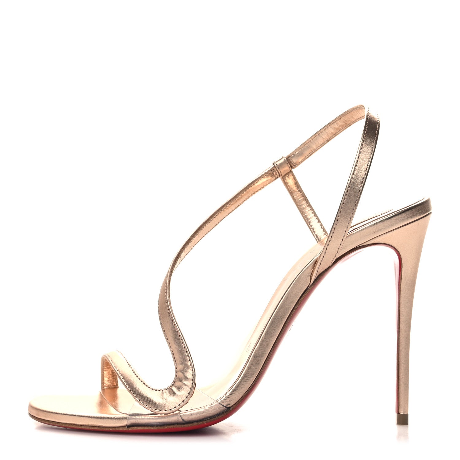 Christian Louboutin Kid Laminato Satin PVC Rosalie 100 Sandals 37.5 Leche 1 of 9