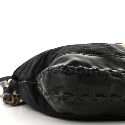 Gucci Calfskin Suede Large New Jackie Web Shoulder Bag Black 8 of 9